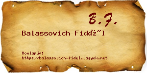 Balassovich Fidél névjegykártya